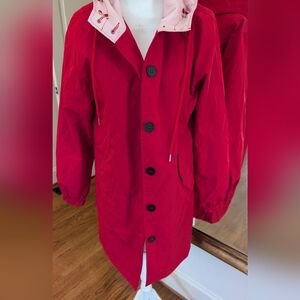 Red Rain Jacket with Pink Accents